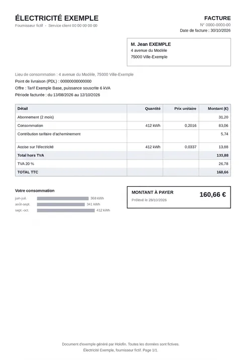 The same electricity bill after an AI edit, dated 30/10/2026